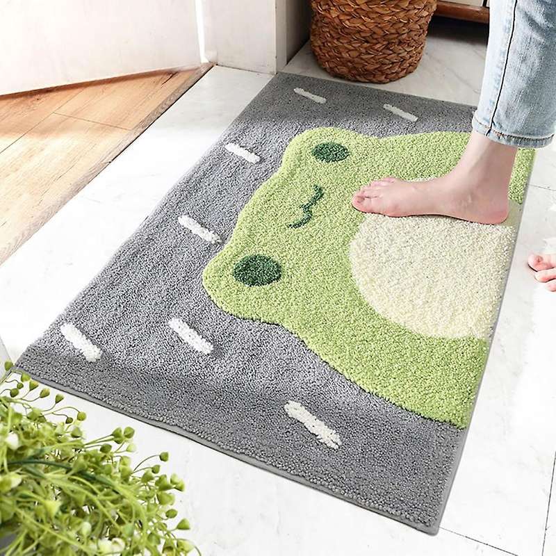 Frog and Bear Flocking Bath Mat Bath Rug for Bathtub Shower Room D