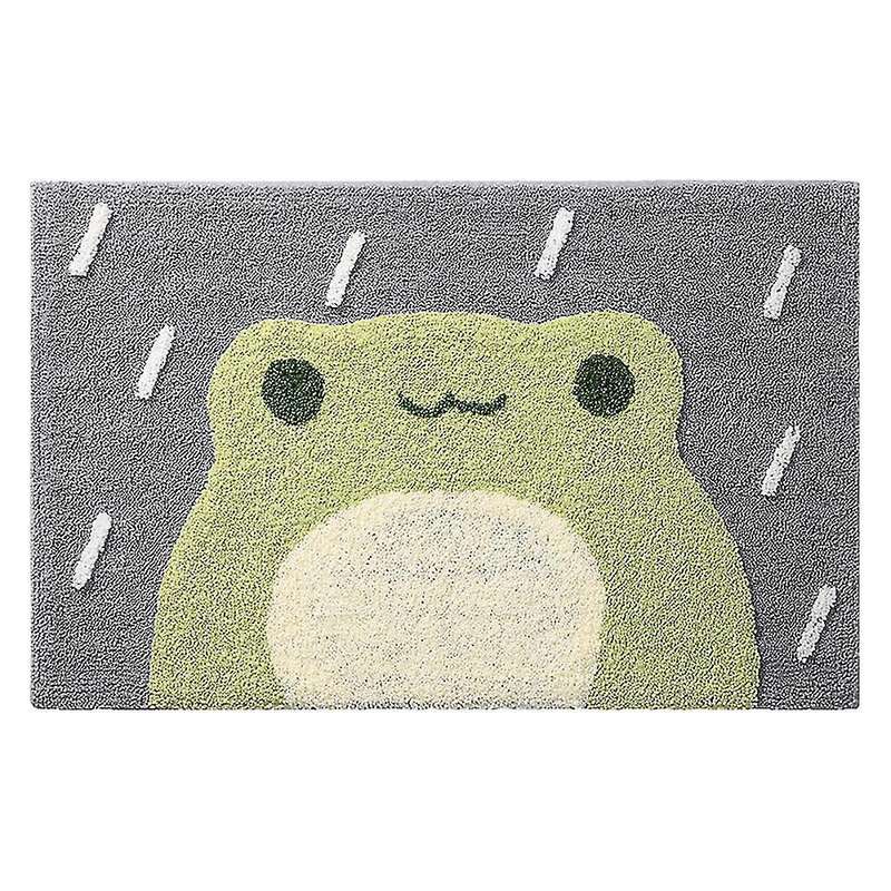 Frog and Bear Flocking Bath Mat Bath Rug for Bathtub Shower Room D