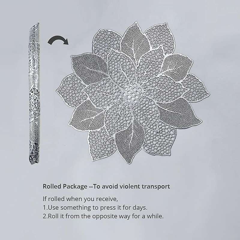 Table Mats Hollow Out Hibiscus Flower Place Mats for Table Gold