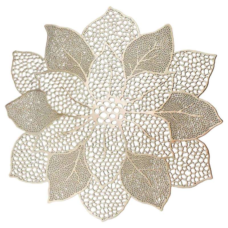 Table Mats Hollow Out Hibiscus Flower Place Mats for Table Gold