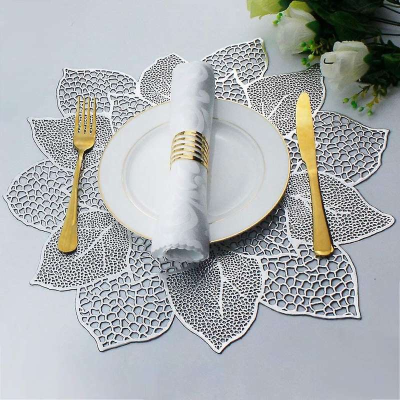 Table Mats Hollow Out Hibiscus Flower Place Mats for Table Gold