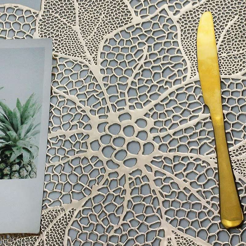 Table Mats Hollow Out Hibiscus Flower Place Mats for Table Gold
