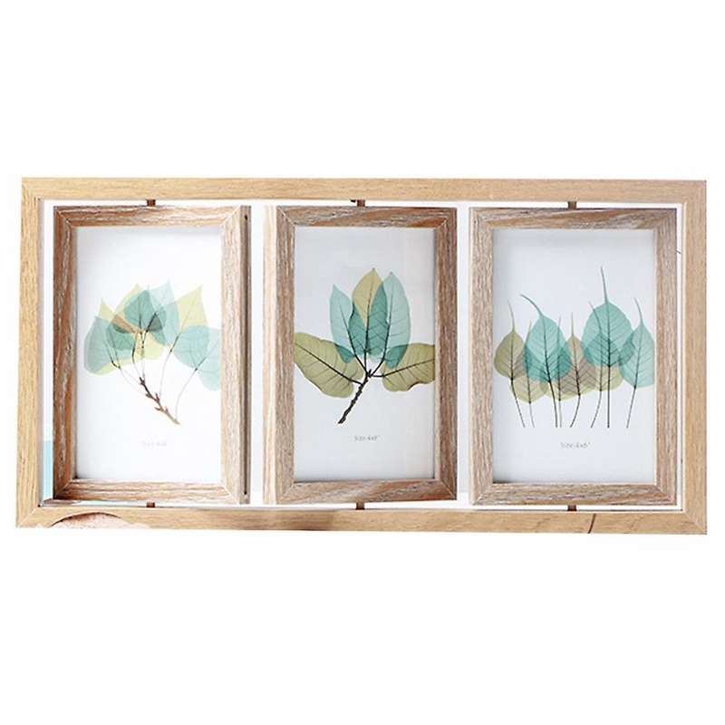 Creative Wood Rotating Photo Frame Home Decoration(three-frame)