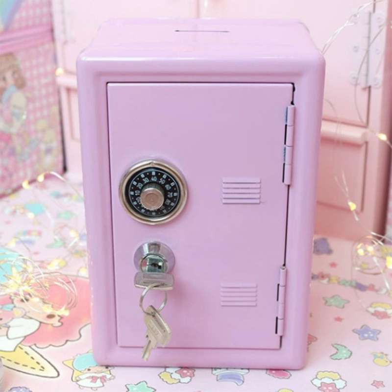 Kids Money Banks, Mini Money Box with Key Metal Money Box Storage