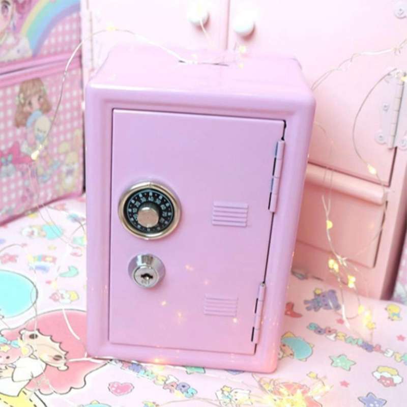 Kids Money Banks, Mini Money Box with Key Metal Money Box Storage
