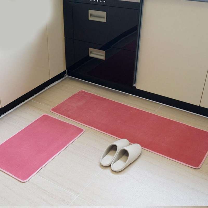 Pure Color Household Absorbent Kitchen Floor Mats Dark Brown