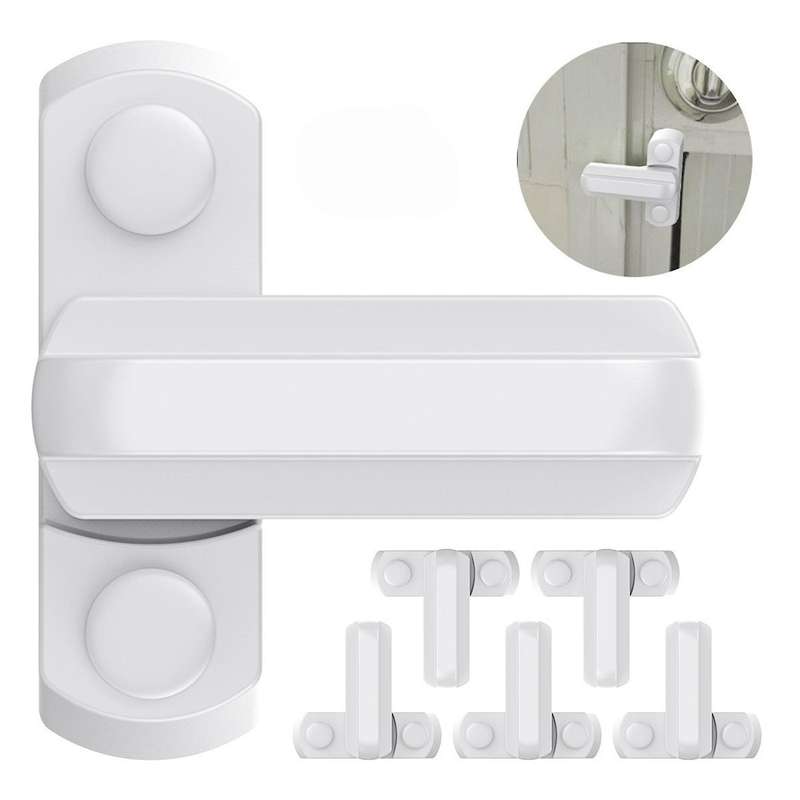 12pcs Jammer T Form Zink-legierung Tuer Sash Lock Kinderschutz Weiss