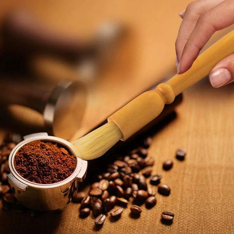 Supply Coffee Grinder Brush Natural Bristles Wooden Handle Cleaning