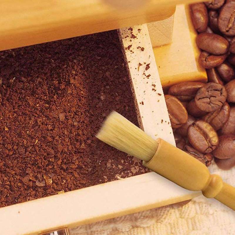 Supply Coffee Grinder Brush Natural Bristles Wooden Handle Cleaning