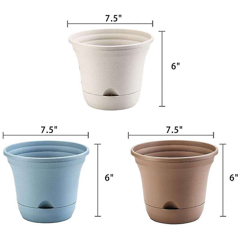 7.5 Inch with Tray,4 Automatic Watering Flower Pots for Plant (milky)