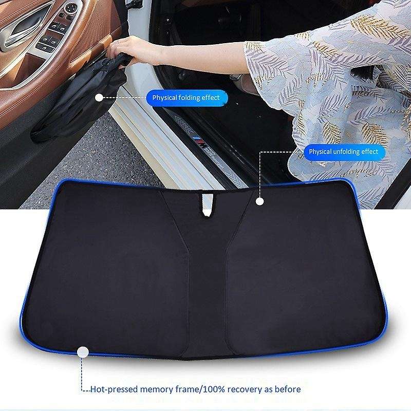 Car Windshield Sun Shades Cover for Tesla Model 3 Black (134x89 Cm)
