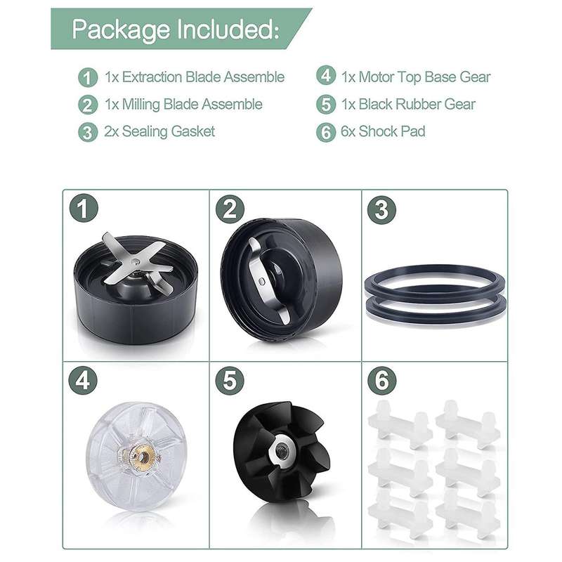 Blade Including Gear Gasket Shock Pad and Crochet for Nutribullet