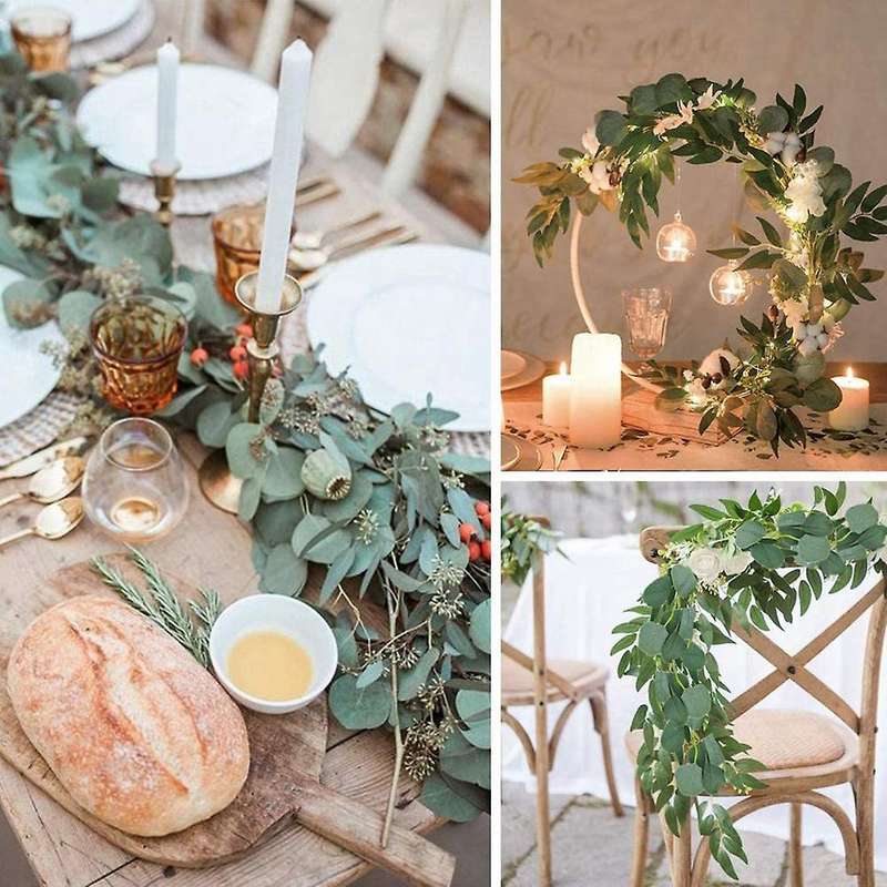 4 Packs Artificial Eucalyptus Garland with Willow Leaves Fake Garland