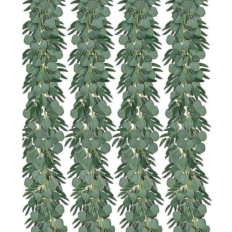 4 Packs Artificial Eucalyptus Garland with Willow Leaves Fake Garland