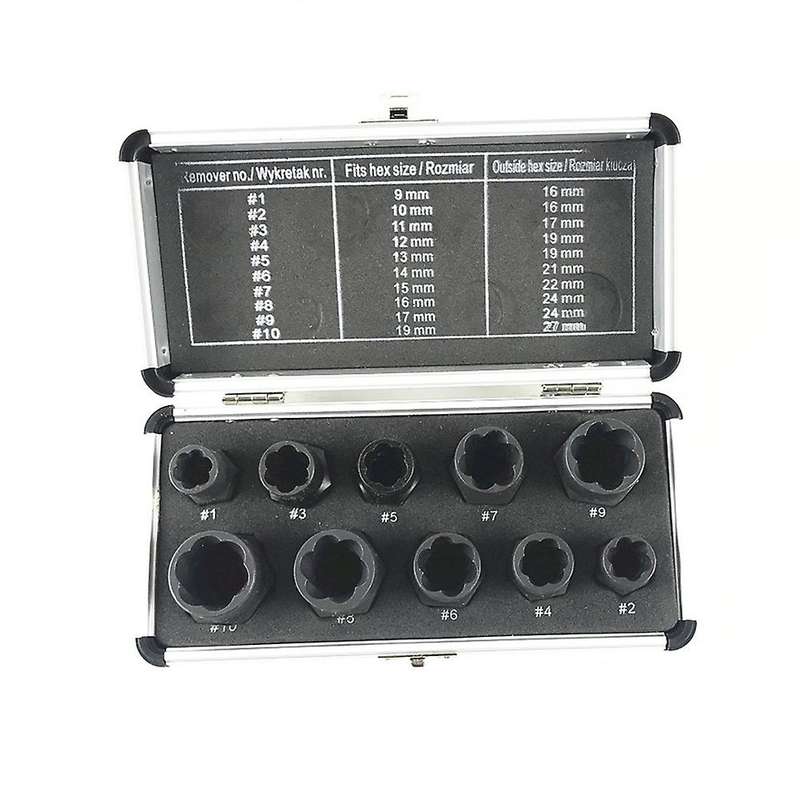 10pcs Damaged Nut Bolt Remover 9-19mm Extractor Removal Tools Set