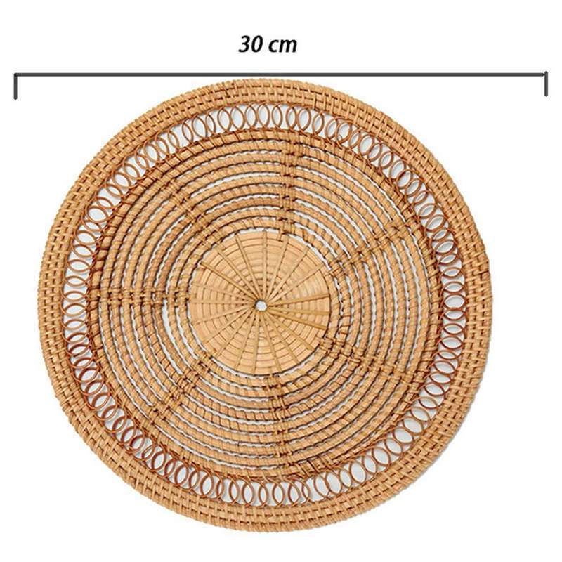 2x Home Woven Wall Basket Natural Boho Home Decor Decorative Rattan