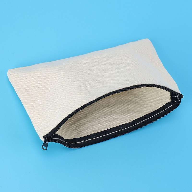 40pcs Canvas Zipper Bag Pencil Case Cosmetic Bag Blank Diy Craft Bag