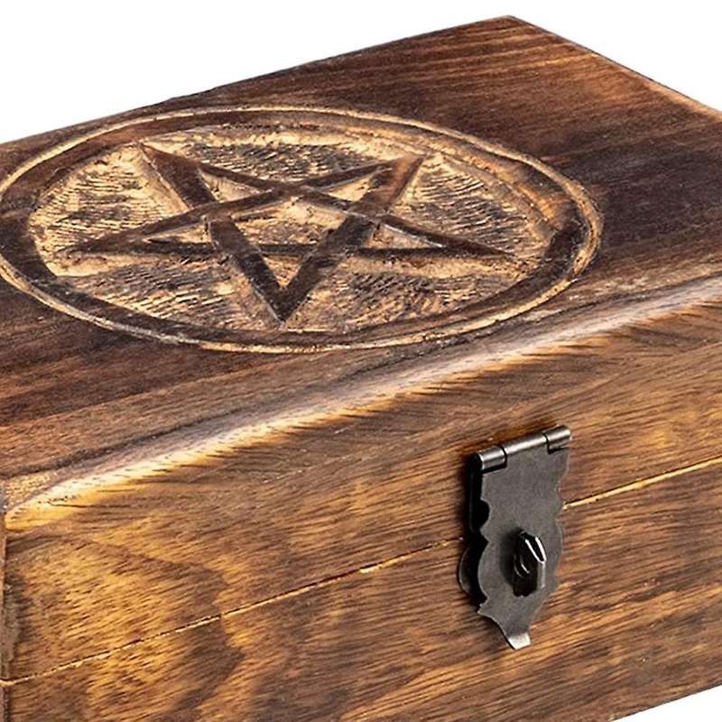 Vintage Jewelry Box with Lock Pentagram Storage Box Toy Blue