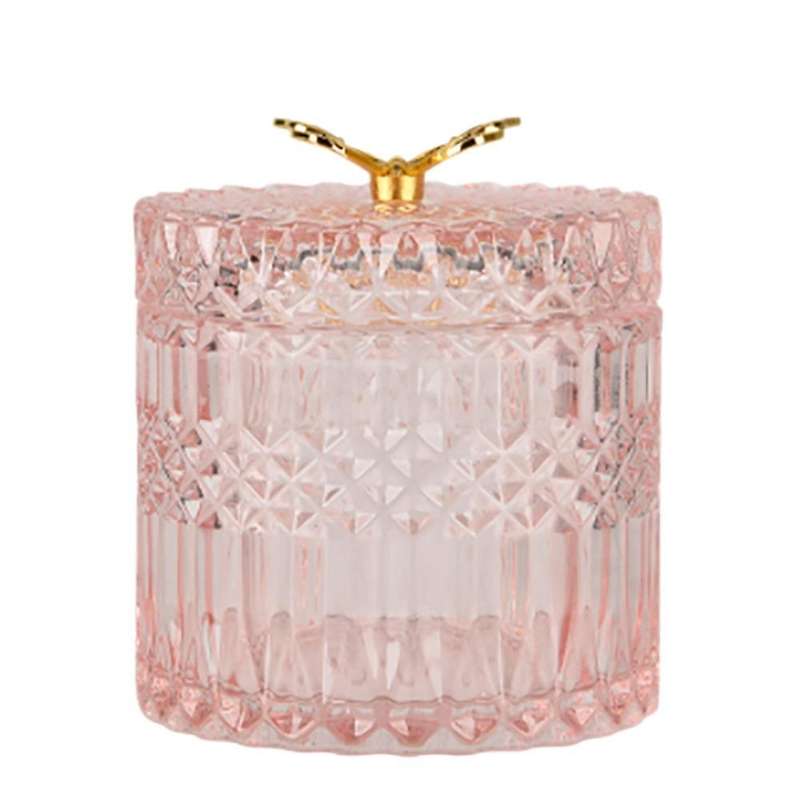 Nordic Gold Butterfly Glass Covered Jewelry Box Candy Snack Jar(c)