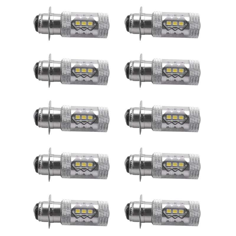 10x H6 Headlight Led Light ,12v Xenon White P15d-1/h6m 80w Fog Light
