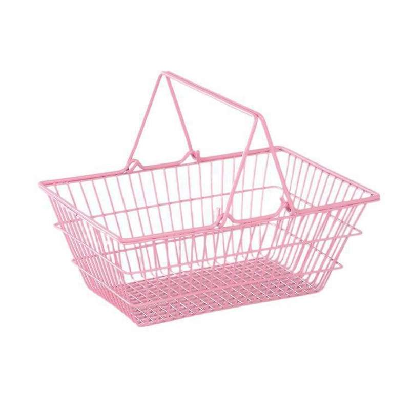 Pink Iron Desktop Cosmetic Makeup Storage Basket Sundries Organizer