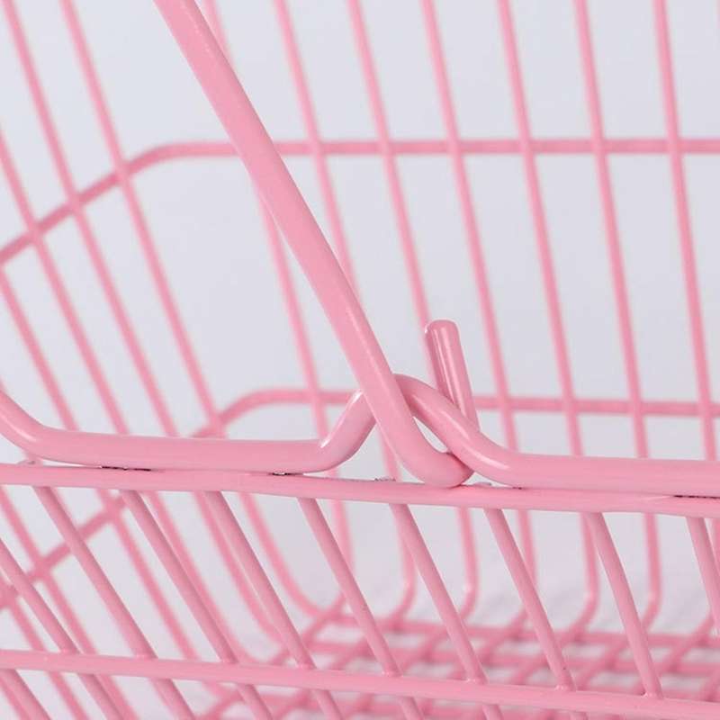 Pink Iron Desktop Cosmetic Makeup Storage Basket Sundries Organizer