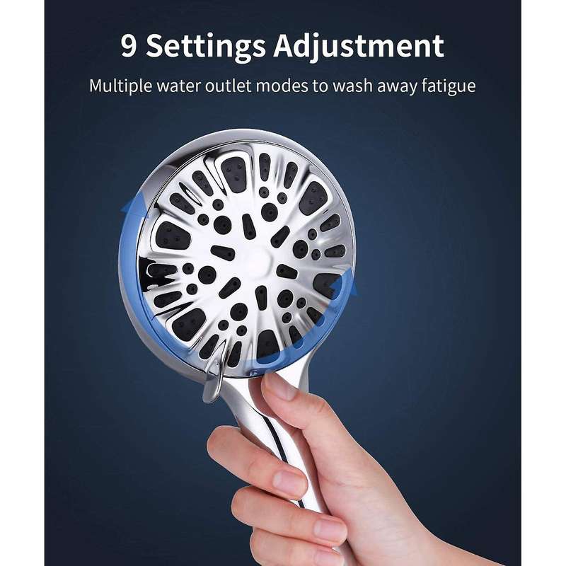 9 Settings High Pressure Handheld Shower Head, Easy to Install
