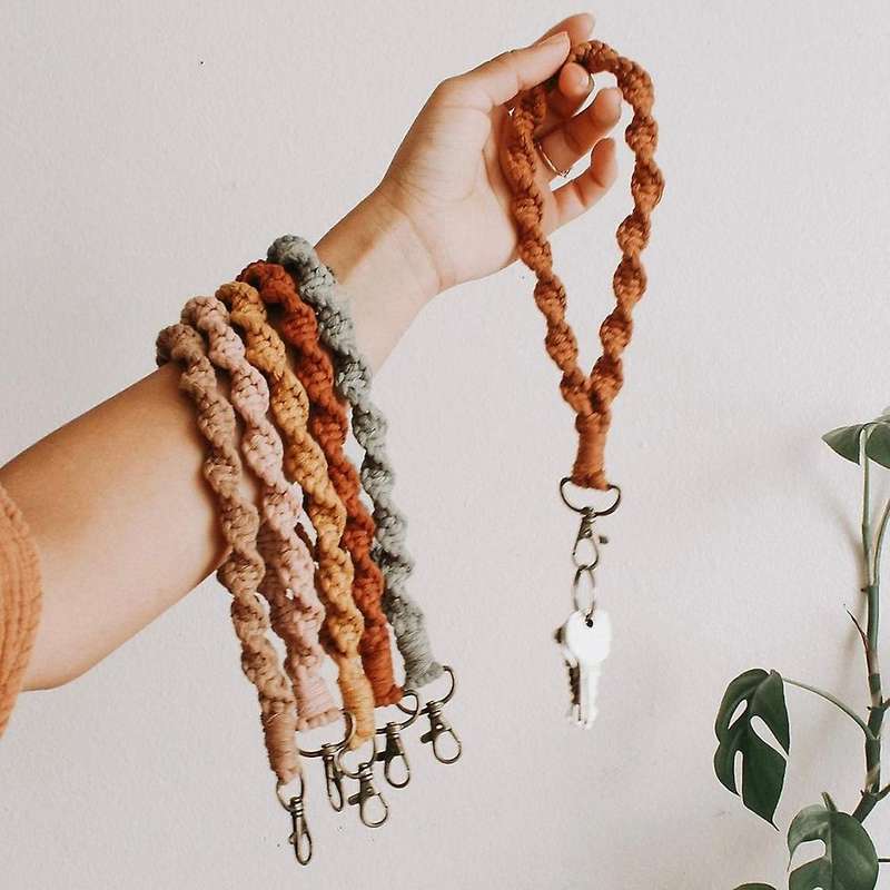 11 Pieces Womens Boho Macrame Keychain Wristlet Bracelet