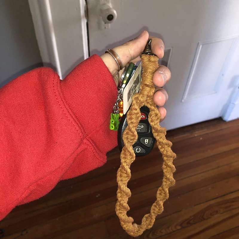 11 Pieces Womens Boho Macrame Keychain Wristlet Bracelet