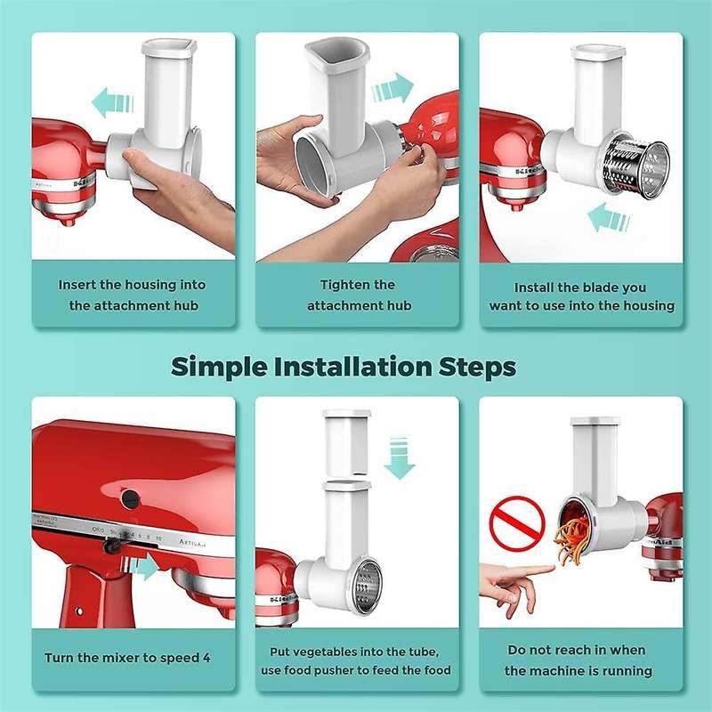 Fresh Prep Vegetable Slicer for Kitchenaid Mixer, with Cleaning Brush