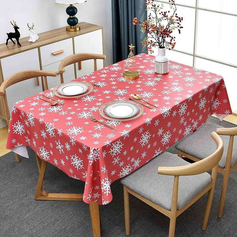 Christmas Table Cloth Wipeable Waterproof for Kitchen Decorations