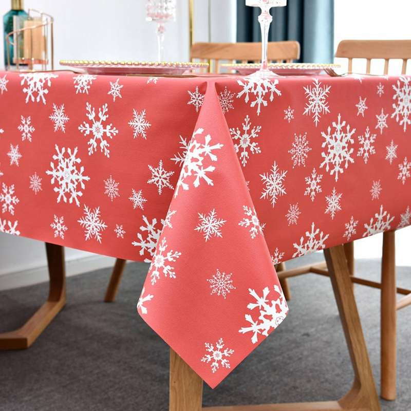 Christmas Table Cloth Wipeable Waterproof for Kitchen Decorations