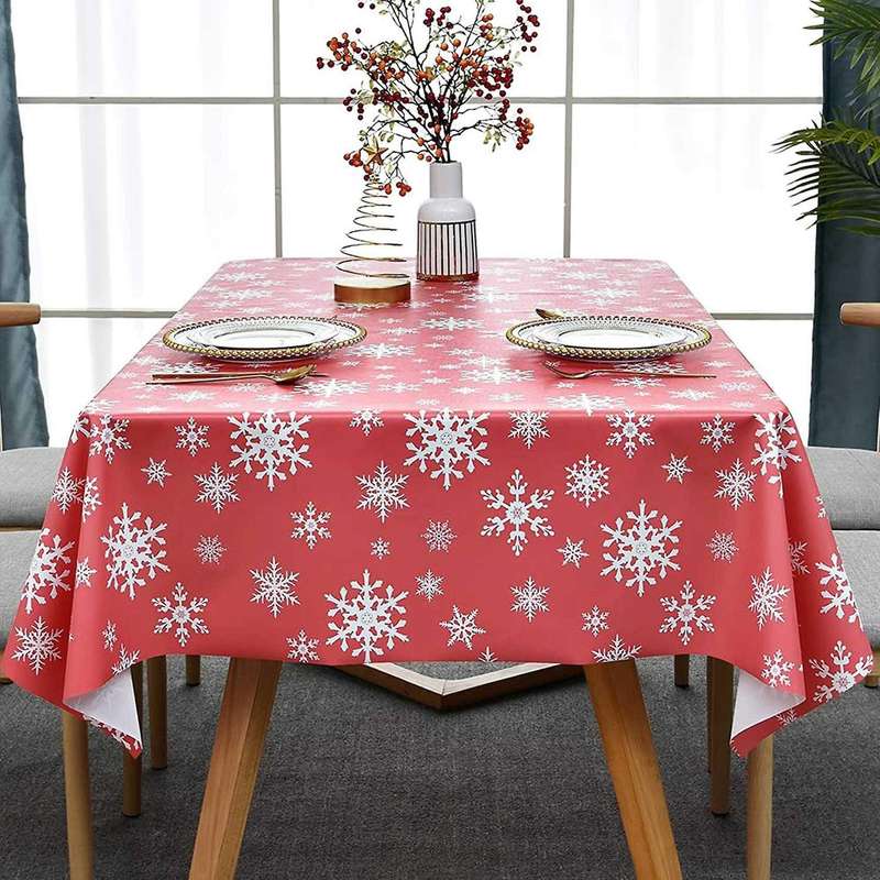 Christmas Table Cloth Wipeable Waterproof for Kitchen Decorations
