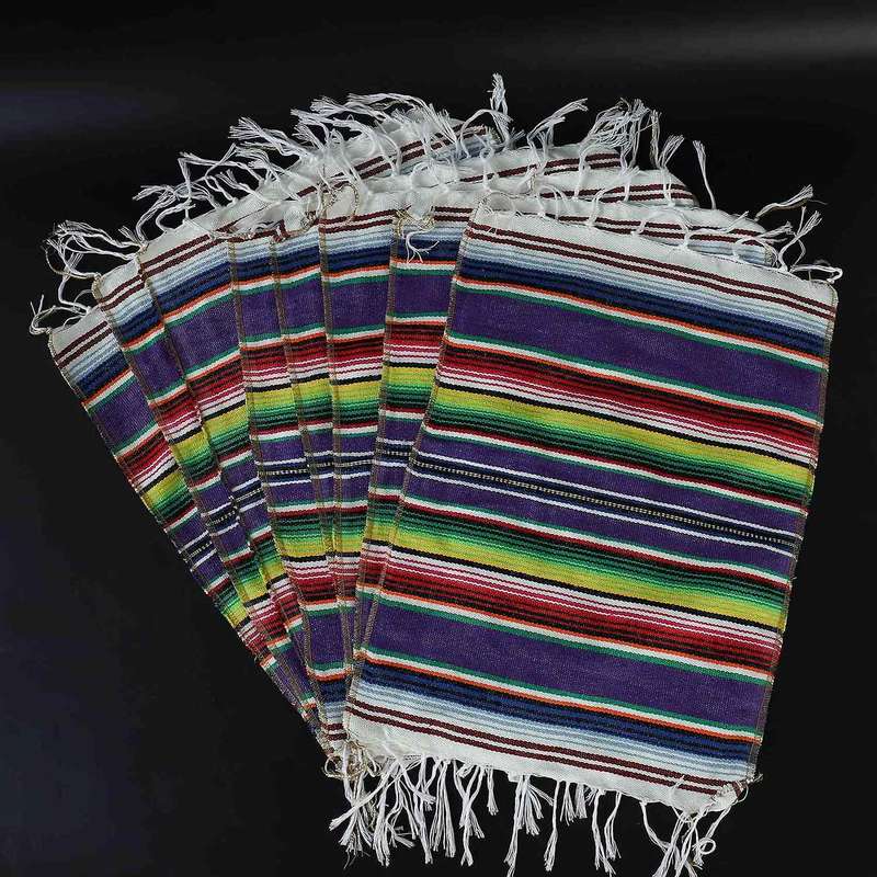 Mexican Table Runner with Placemats,purple Table Runner + 8 Placemats