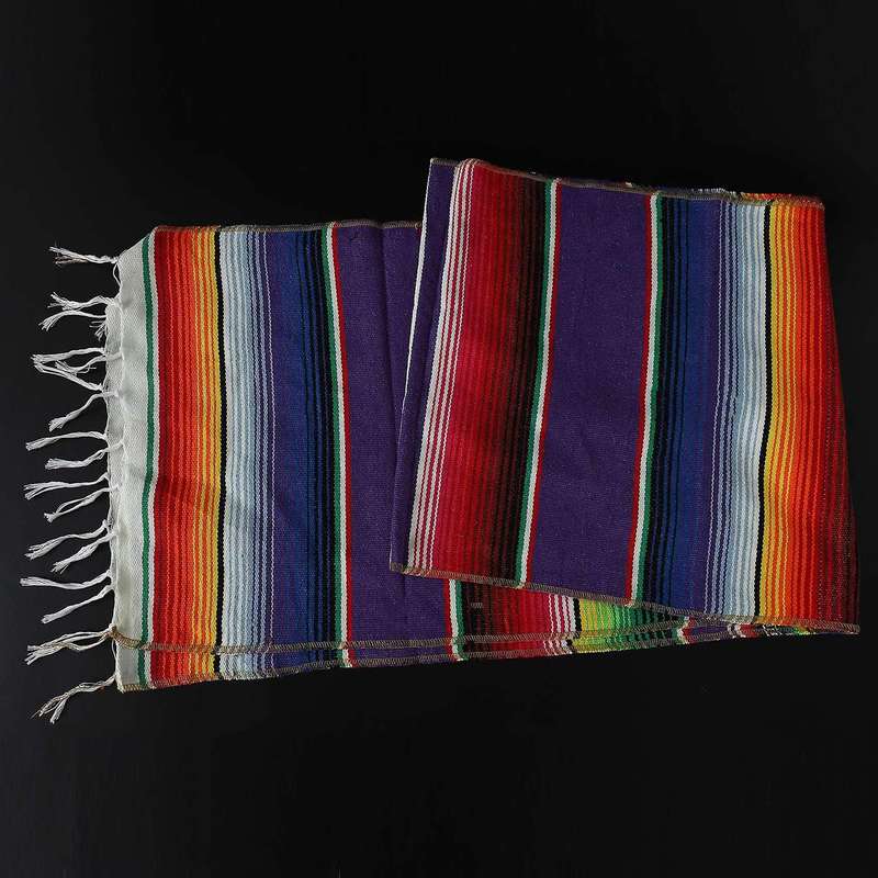 Mexican Table Runner with Placemats,purple Table Runner + 8 Placemats