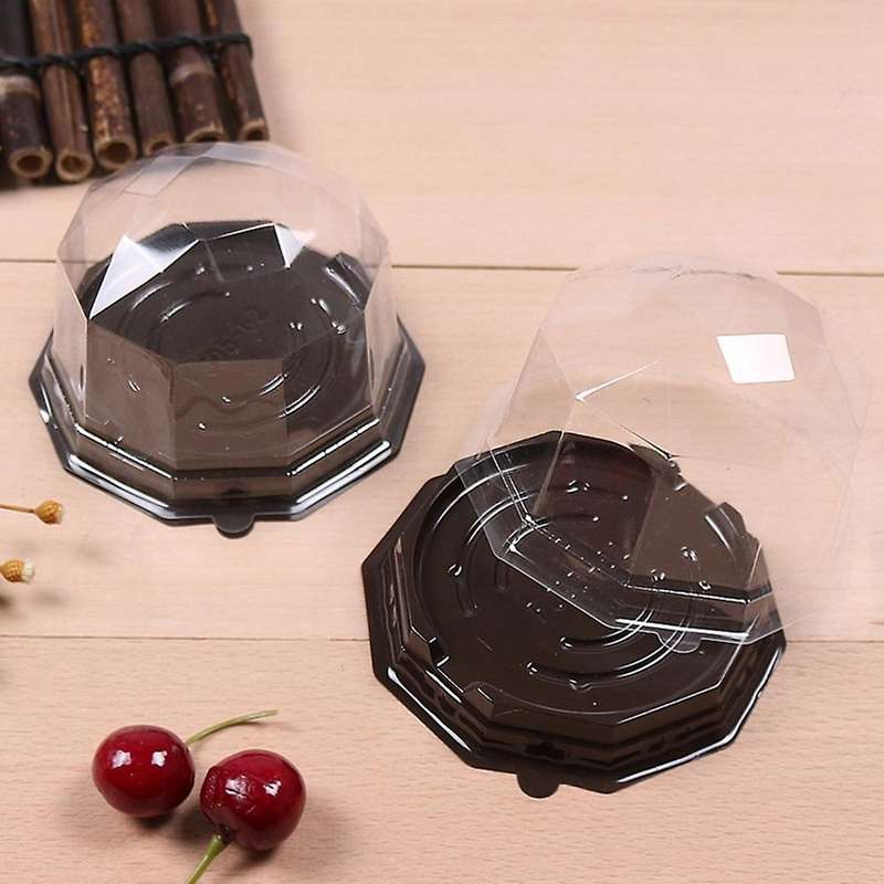 100 Pcs Disposable Moon Container Rhombus Cake Mousse Packaging Box