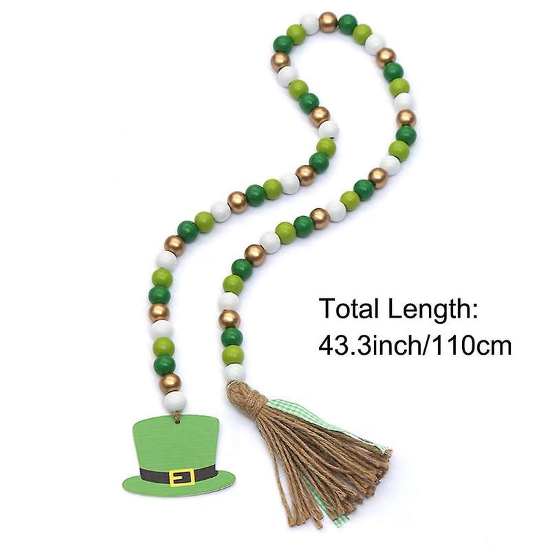 5pieces St. Patrick's Day Wood Beads Garland with Tassels Irish Decor