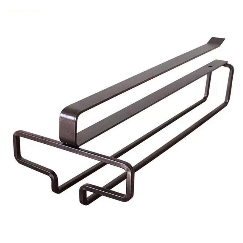 Set Of 4 Wine Glass Holder Under Cabinet Hanging Glass Rack, Brown