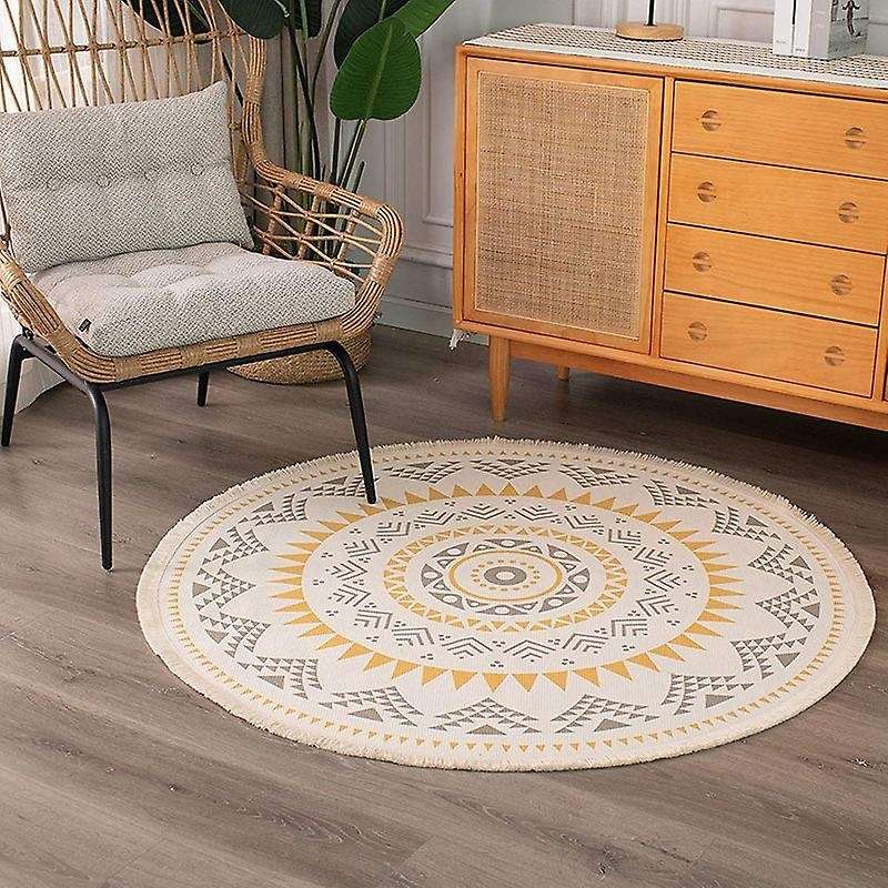 Nordic Cotton and Linen Outdoor Rug Bedroom Non-slip Mats(gray)