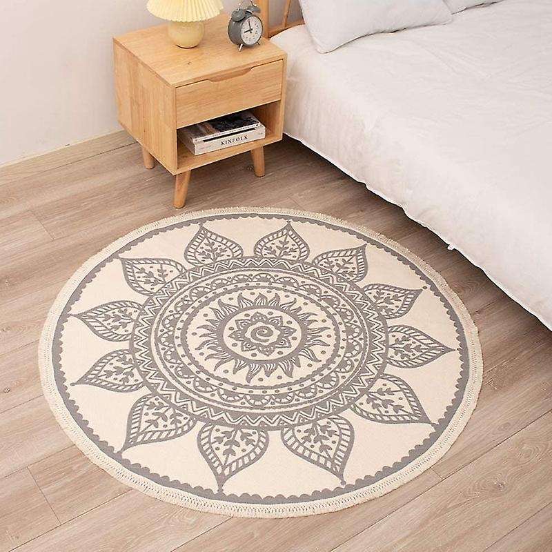 Nordic Cotton and Linen Outdoor Rug Bedroom Non-slip Mats(gray)