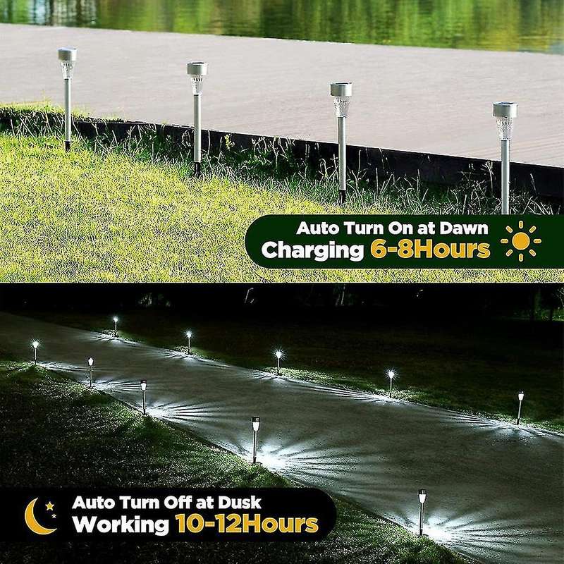 Ultra Bright Solar Lights Waterproof 8 Pack, Auto On/off, Cool White