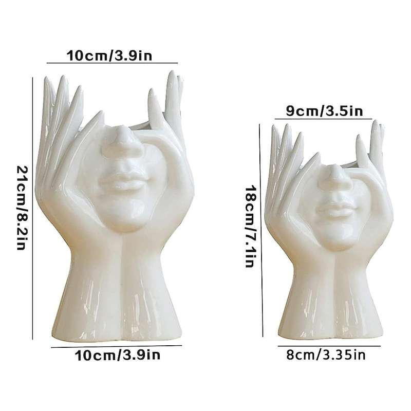 Ceramic Human Face Flower Vase Human Head Abstract Flower Pot (s)