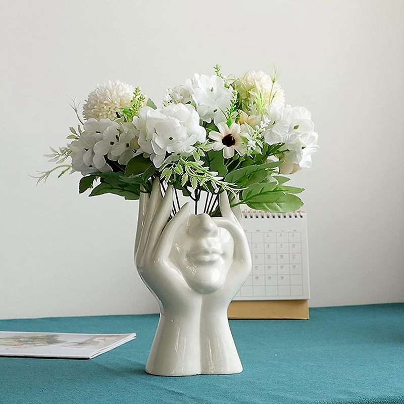 Ceramic Human Face Flower Vase Human Head Abstract Flower Pot (s)