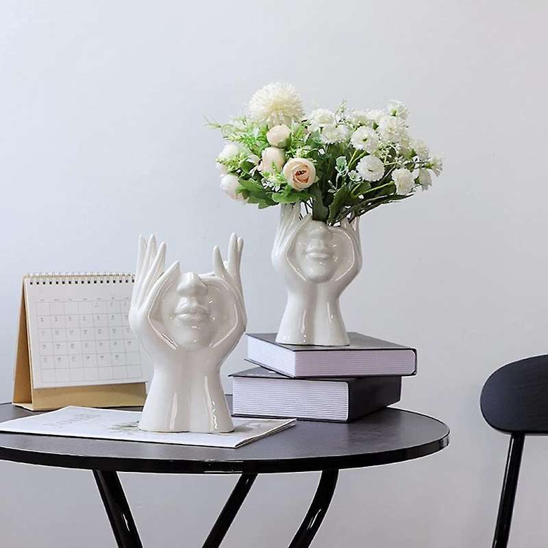 Ceramic Human Face Flower Vase Human Head Abstract Flower Pot (s)