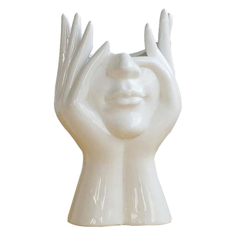 Ceramic Human Face Flower Vase Human Head Abstract Flower Pot (s)