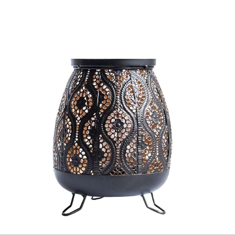 Retro Black Gold Hollow Carved Candle Holder for Indoor Decor (s)