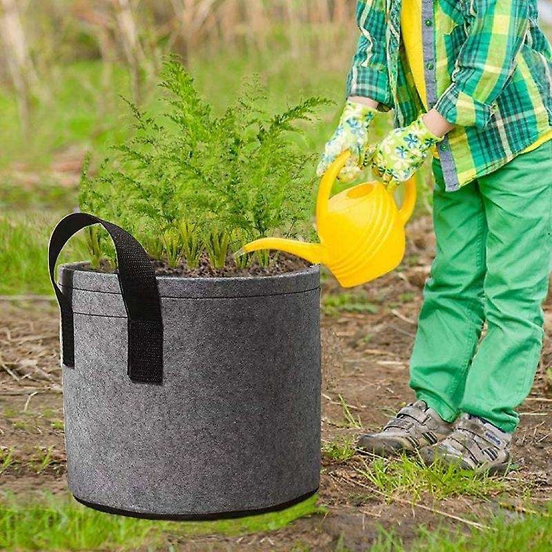 5-pack 7 Gallon Grow Bags Planting Pots with Strap Handles (grey)