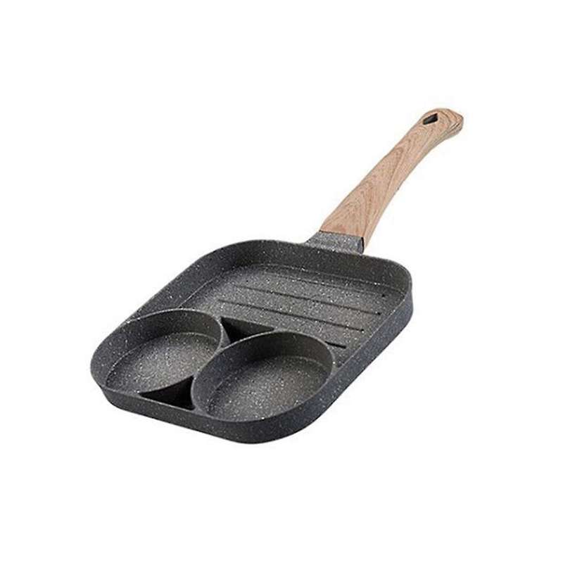 2 Hole Frying Pot Thickened Omelet Pan Black Non-stick Egg Steak Ham