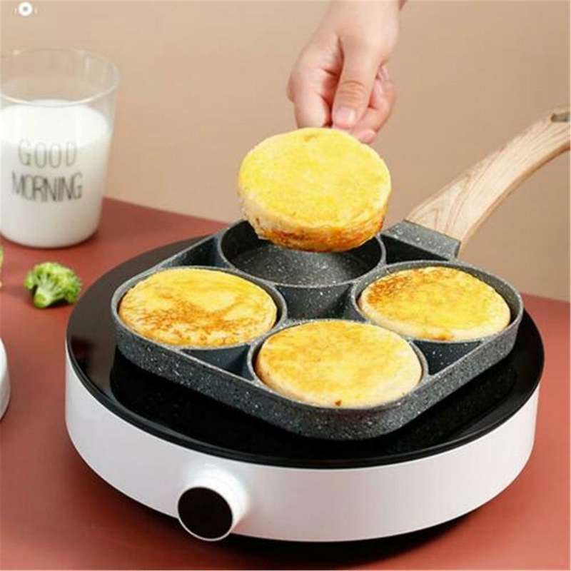 2 Hole Frying Pot Thickened Omelet Pan Black Non-stick Egg Steak Ham