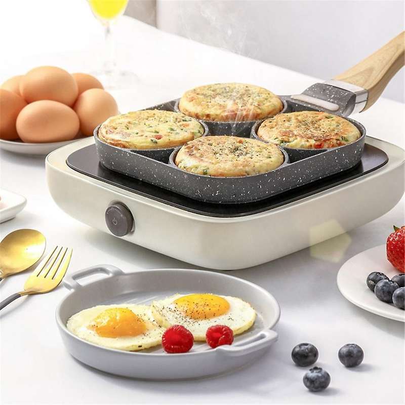 2 Hole Frying Pot Thickened Omelet Pan Black Non-stick Egg Steak Ham